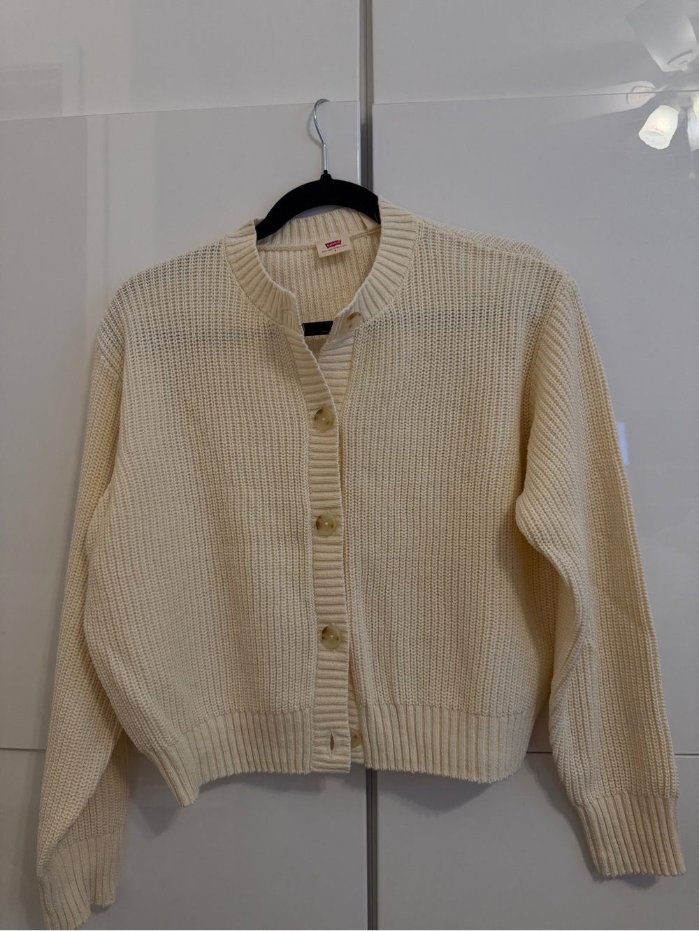 Levi's Cream Button-Front Knit Cardigan